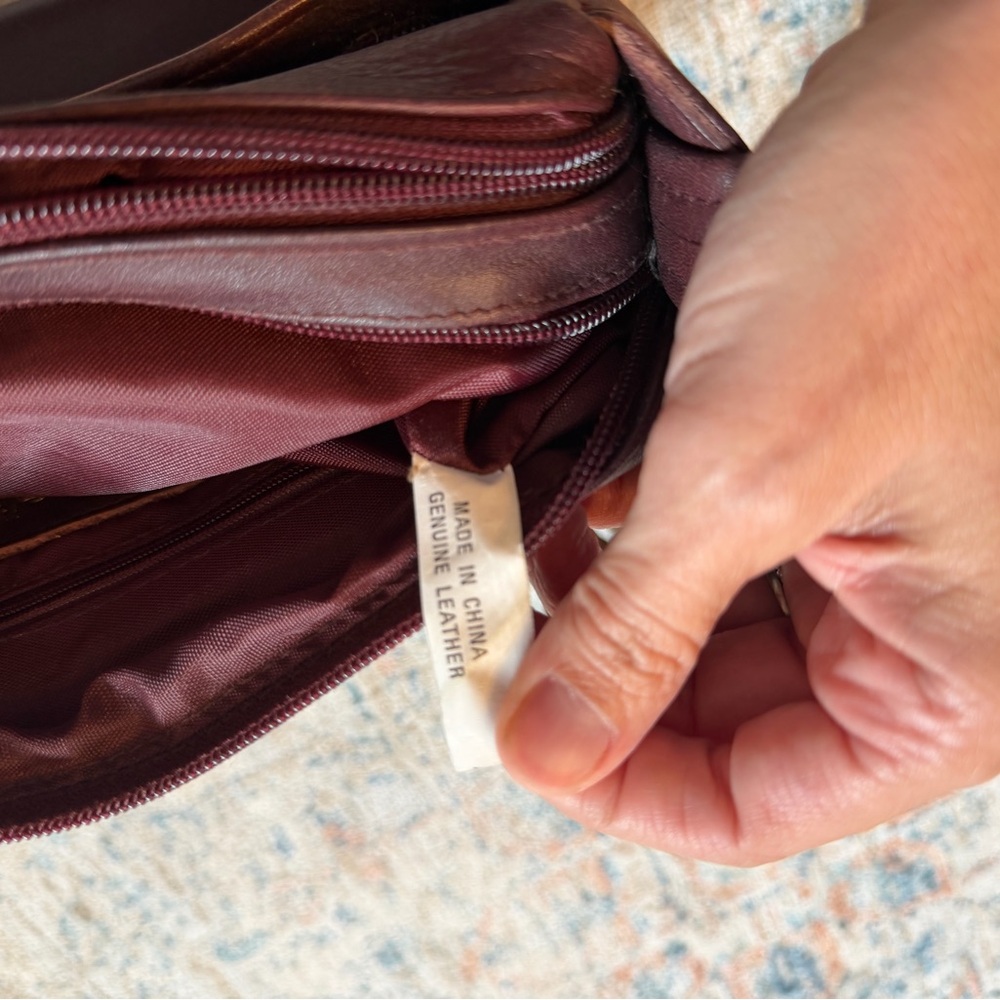 Tignanello Deep Burgundy Leather Crossbody with Tassel - Picture 10 of 14